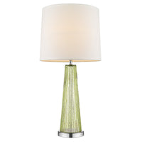 Chiara 1-Light Apple Green Glass And Polished Chrome Table Lamp With Off-White Shantung Shade