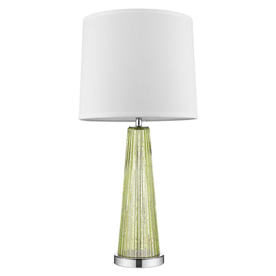 Chiara 1-Light Apple Green Glass And Polished Chrome Table Lamp With Off-White Shantung Shade