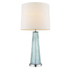 Chiara 1-Light Seafoam Glass And Polished Chrome Table Lamp With Off-White Shantung Shade
