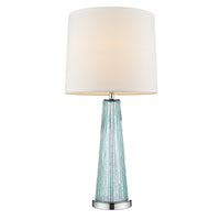 Chiara 1-Light Seafoam Glass And Polished Chrome Table Lamp With Off-White Shantung Shade