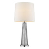 Chiara 1-Light Steel Glass And Polished Chrome Table Lamp With Off-White Shantung Shade