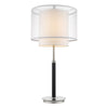 Roosevelt 1-Light Espresso And Brushed Nickel Table Lamp With Sheer Snow Shantung Two Tier Shade