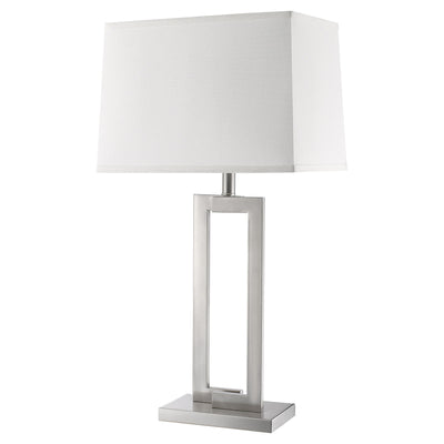 Riley 1-Light Brushed Nickel Table Lamp With Off-White Shantung Shade