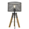 20" Brown Metal Column Table Lamp With Black Drum Shade