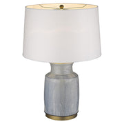 27" Brass Metal Table Lamp With White Empire Shade