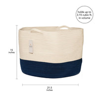 15" White and Blue Woven Rope Basket