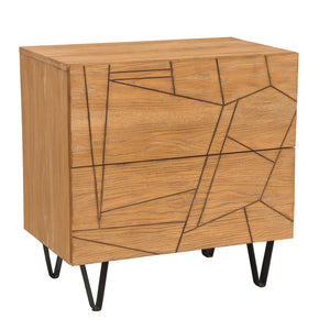 Natural Abstract 2 Drawer Nightstand