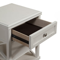 White 1 Drawer with Shelves Nightstand