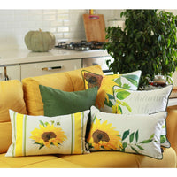 Yellow and Green Sunflower Throw Pillow