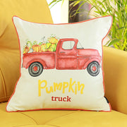Red and White Pumpkin Truck Throw Pillow
