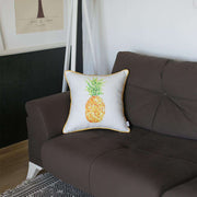 Orange and White Printed Pineapple Throw Pillow