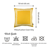 Yellow and White Greek Key Bordered Throw Pillow