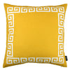 Yellow and White Greek Key Bordered Throw Pillow