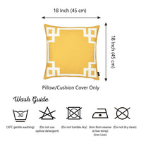 Yellow and White Geometric Border Throw Pillow