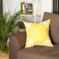 Yellow and White Geometric Border Throw Pillow