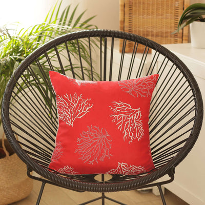 Red and Silver Coral Reef Decorative Throw Pillow