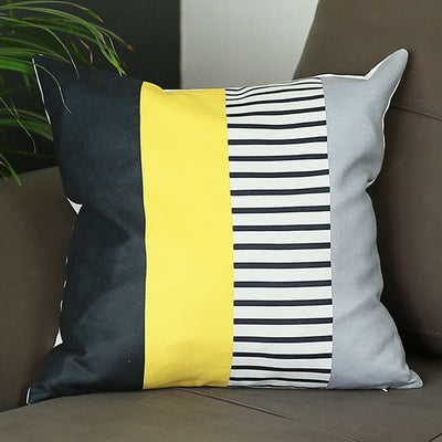 Multicolored Mixed Striped Geometric Throw Pillow