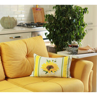 Yellow Sunflower Printed Lumbar Throw Pillow