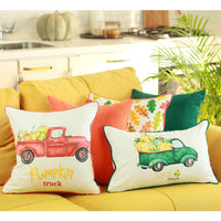 Green Pumpkin Truck LumbarThrow Pillow