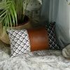 Reverse Black and White Faux Leather Lumbar Pillow