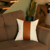 White Base and Brown Band Decorative Throw Pillow