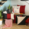 Slanted Black and Red Faux Leather Throw Pillow