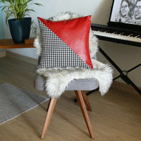 Houndstooth Red Faux Leather Throw Pillow