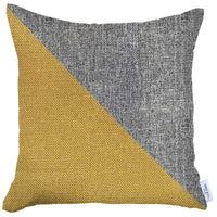 Gray and Yellow Diagonal Decorative Throw Pillow