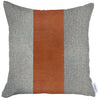 White and Brown Strap Faux Leather Throw Pillow