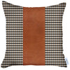 Brown Houndstooth Faux Leather Strap Throw Pillow