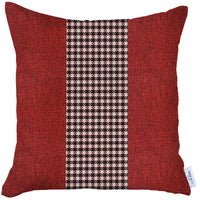 Red and Black Houndstooth Throw Pillow