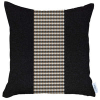 Black and Tan Houndstooth Throw Pillow