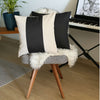 Ivory and Black Centered Strap Throw Pillow