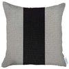 Ivory and Black Centered Strap Throw Pillow