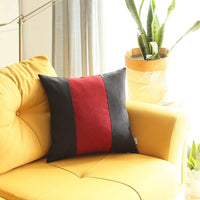 Black and Red Centered Strap Throw Pillow