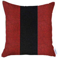 Red and Black Centered Strap Throw Pillow