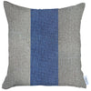 White and Blue Centered Strap Throw Pillow