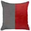 Houndstooth Divided Red Faux Leather Throw Pillow