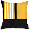 Yellow and Black Printed Geometric Throw Pillow