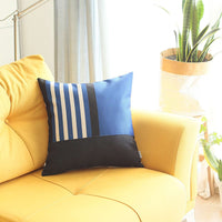 Blue and Black Printed Geometric Throw Pillow