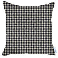 Black Houndstooth Pattern Throw Pillow