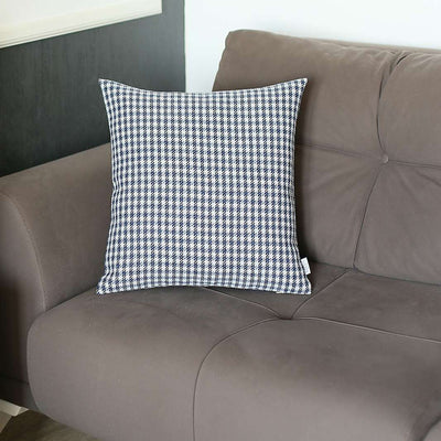 Blue Houndstooth Pattern Throw Pillow