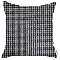 Blue Houndstooth Pattern Throw Pillow