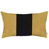 Yellow and Black Midsection Lumbar Throw Pillow