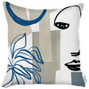 Blue and White Half Face Decorative Throw Pillow