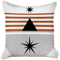Orange and Ivory Geometric Striped Throw Pillow