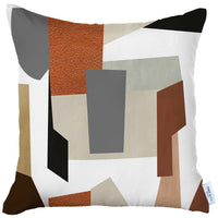 White and Orange Geometric Blocks Throw Pillow