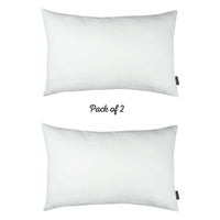 Set of 2 White Modern Lumbar Throw Pillows