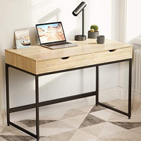 43" Natural and Black Two Drawer Desk