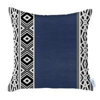 Deep Navy Faux Leather Geometric Throw Pillow